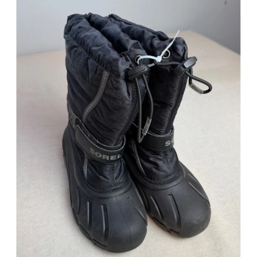 Sorel Kids Flurry Black Snow Boots‎ Waterproof Winter Size 2